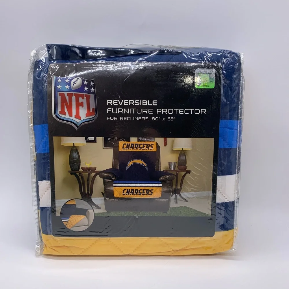 NFL LA Chargers GIFT Chair Cover Furniture Protector Reversible NEW Recliner